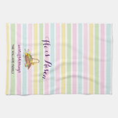 カスタムパステルストライプフローラモダンイースターガーデン キッチンタオル (横)