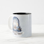 カスタムパステルスノーウィーウィンターシーンシーズンホリデイ ツートーンマグカップ (正面左)