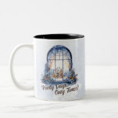 カスタムパステルスノーウィーウィンターシーンシーズンホリデイ ツートーンマグカップ (左)