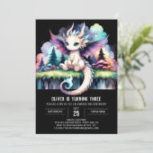 カスタムパステルドラゴン誕生日 招待状 (スタンド正面)