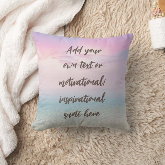 カスタムパステルドリームビーチやる気を起こさせる引用文 クッション (ブランケット)
