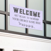 カスタムパステルパープルチャーチウェルカム 横断幕 (ビルの外側)