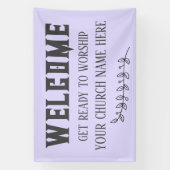 カスタムパステルパープルチャーチウェルカム 横断幕 (縦)