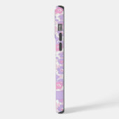 カスタムパステルパープルホワイトフローラピンクの花 iPhoneケース (左側面)