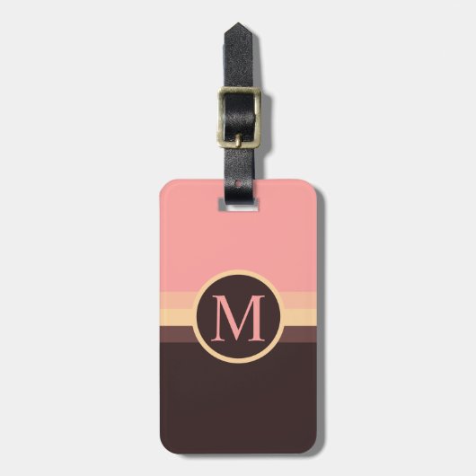 カスタムパステルピンクイエローブラウンカラーブロック ラゲッジタグ (正面縦)