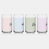 カスタムパステルピンクブルーグリーンパープルプレイドパターン ガラス缶 (右)