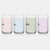 カスタムパステルピンクブルーグリーンパープルプレイドパターン ガラス缶 (左)