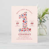 カスタムパステルピンクベリースイートストロベリーフルーツ 招待状 (スタンド正面)