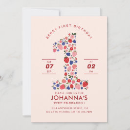 カスタムパステルピンクベリースイートストロベリーフルーツ 招待状