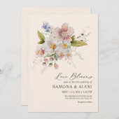 カスタムパステルピンクホワイトフォーエバーラブ結婚ズ 招待状 (正面/裏面)