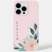 カスタムパステルフローラフレーム繊細なピンクかわいい名前 Case-Mate iPhoneケース (裏面)
