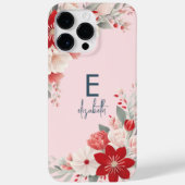 カスタムパステルフローラフレーム繊細なピンクかわいい名前 Case-Mate iPhoneケース (裏面)