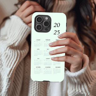 カスタムパステルミント2025カレンダー iPhone 15 PROケース