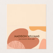 カスタムパステルモダンラウンド抽象芸術ピンクシェイプ 名刺 (外部フラット)