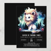 カスタムパステルライオン誕生日 招待状 (正面/裏面)