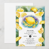 カスタムパステルレモン誕生日 招待状 (正面/裏面)