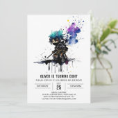 カスタムパステル忍者ボーイデジタル誕生日 招待状 (スタンド正面)