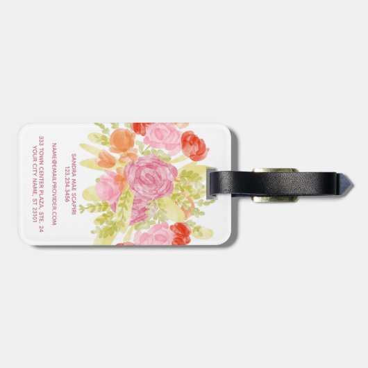 カスタムパステル魅力的フローラウォーターカラーアート ラゲッジタグ (裏面横)