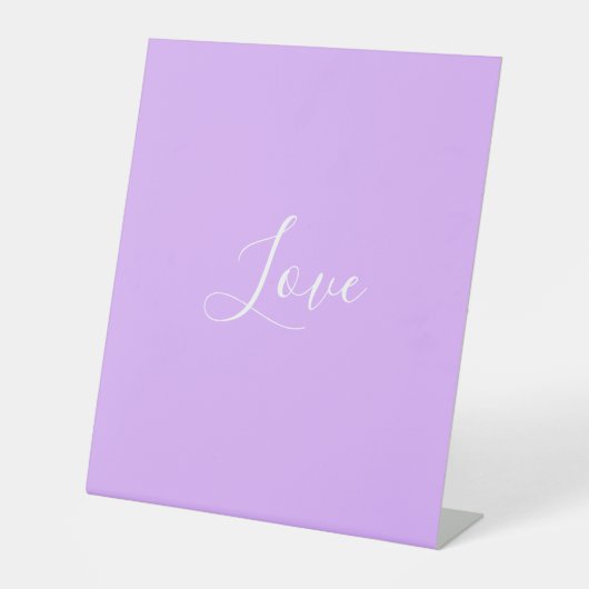 カスタムパステルMauveカラー無地のミニマル結婚リスト 台座サイン (正面)