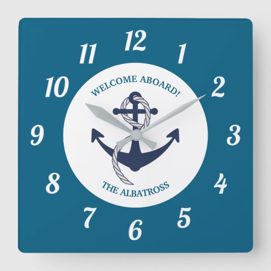 カスタムパタ航海のーンいかり スクエア壁時計 (正面)