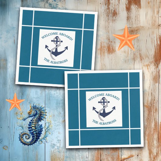 カスタムパタ航海のーンいかり スタンダードカクテルナプキン