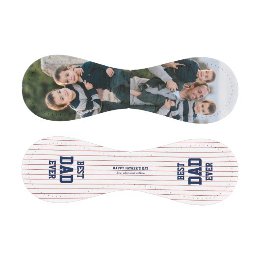 カスタムパパのストライプ最高の父の日写真 野球ボール (パネル)