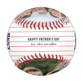 カスタムパパのストライプ最高の父の日写真 野球ボール (裏面)