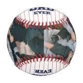 カスタムパパのストライプ最高の父の日写真 野球ボール (正面)