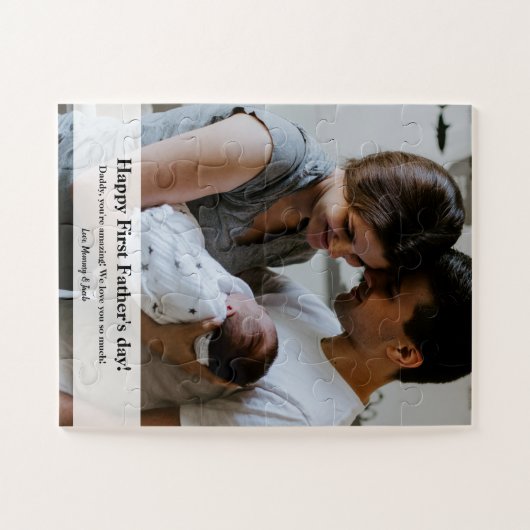 カスタムパパの家族写真の父の日 ジグソーパズル (横)