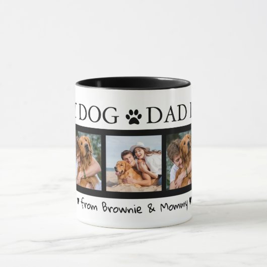 カスタムパパの犬とミイラの贈り物5フォトブラック マグカップ (中央)