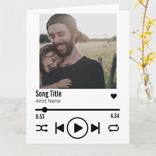 カスタムパパフォトソング再生リストのグリーティング カード (黄色い花)