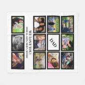 カスタムパパモダンファーザーズデイ11フォトコラージュT-S フリースブランケット (正面(横))