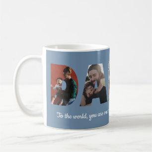 カスタムパパ5フォトコラージブルーファーザーズデイ コーヒーマグカップ