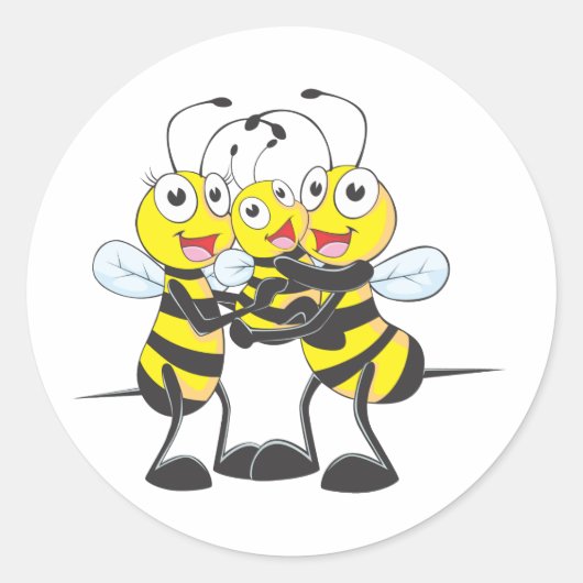 カスタムパパ:ハッピーベビーママBeeシャツ ラウンドシール (正面)