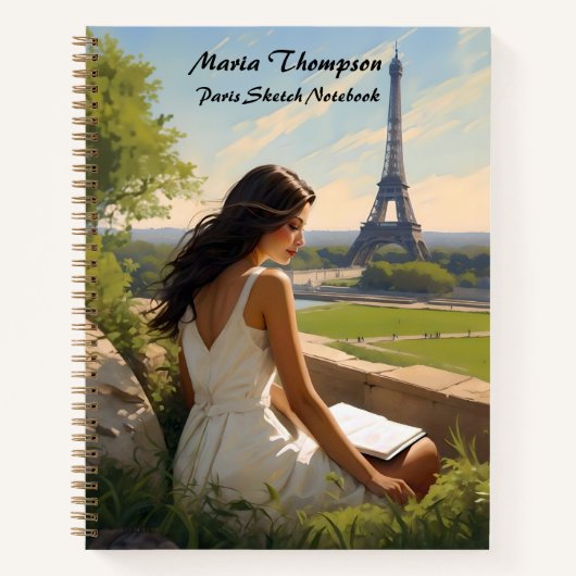 カスタムパリスケッチ旅行手帳ジャーナル日記 ノートブック (正面)