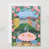 カスタムパリティーオンザバルコニーブライダルシャワーアート 招待状 (正面)