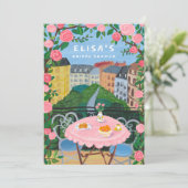 カスタムパリティーオンザバルコニーブライダルシャワーアート 招待状 (スタンド正面)