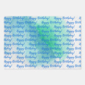 カスタムパンチ穴青ドット付き緑 ラッピングペーパーシート (正面3)