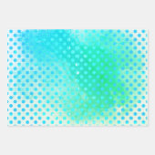 カスタムパンチ穴青ドット付き緑 ラッピングペーパーシート (正面2)