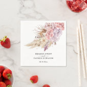 カスタムパンパスグラスフローラパープル結婚ズ スタンダードカクテルナプキン (インサイチュ)