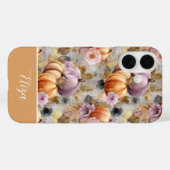 カスタムパンプキンと花のチェック柄 Case-Mate iPhoneケース (裏面 (横))