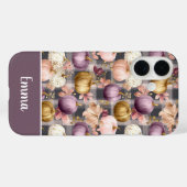 カスタムパンプキンと花のチェック柄  Case-Mate iPhoneケース (裏面 (横))
