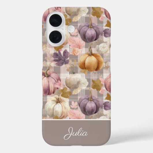 カスタムパンプキンと花のチェック柄 Case-Mate iPhoneケース (裏面)