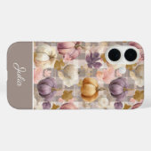 カスタムパンプキンと花のチェック柄 Case-Mate iPhoneケース (裏面 (横))