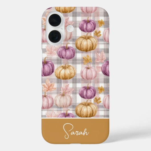 カスタムパンプキンと花のチェック柄 Case-Mate iPhoneケース (裏面)