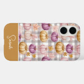 カスタムパンプキンと花のチェック柄 Case-Mate iPhoneケース (裏面 (横))