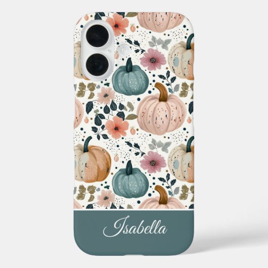 カスタムパンプキンと花柄 Case-Mate iPhoneケース (裏面)
