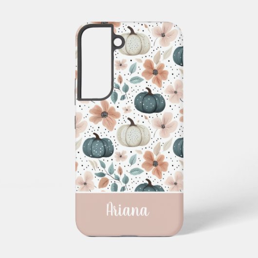 カスタムパンプキンと花柄 SAMSUNG GALAXYケース (裏面)