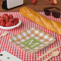 カスタムパンプキンオレンジグリーンピクニックギンガムパターン