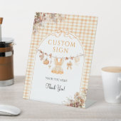 カスタムパンプキンガールモダン秋ベビーシャワー 台座サイン (インサイチュ)